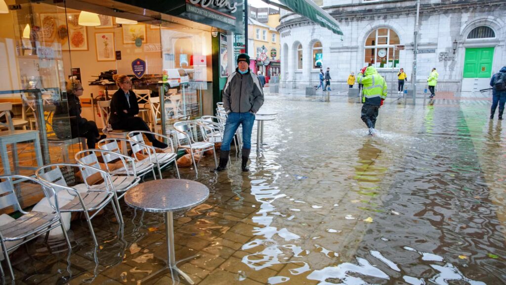 Heavy flooding on Winthrop street, Cork, in 2021. Photograph: Daragh Mc Sweeney/Provision